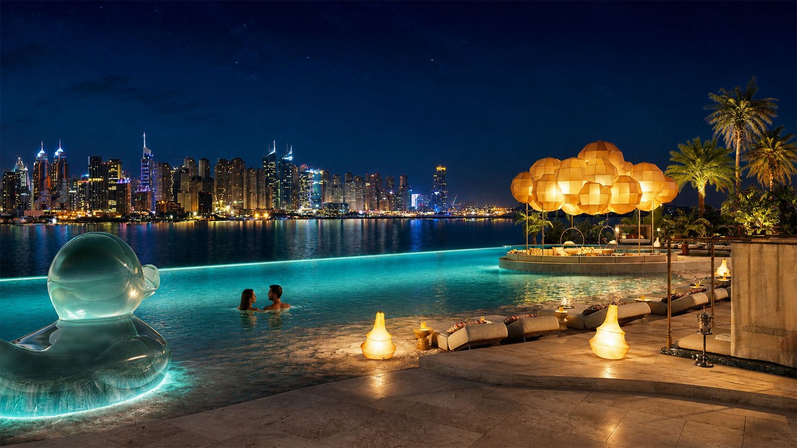 Quiet. The night pool.